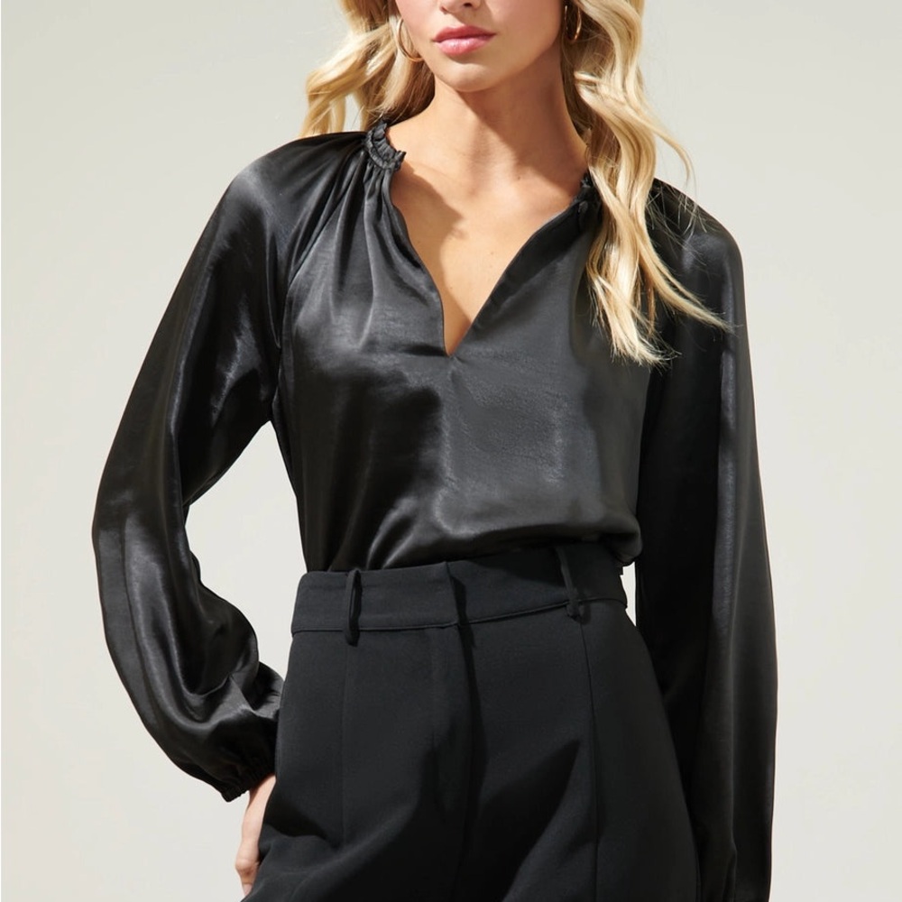 Sugarlips Black Satin Blouse